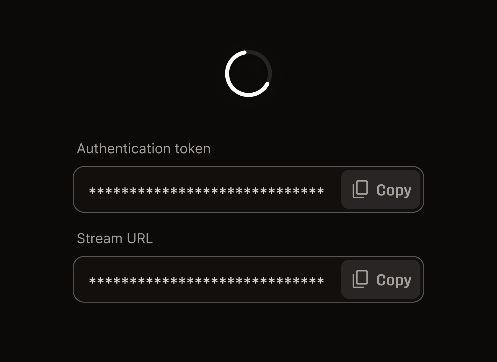 Stream key screen