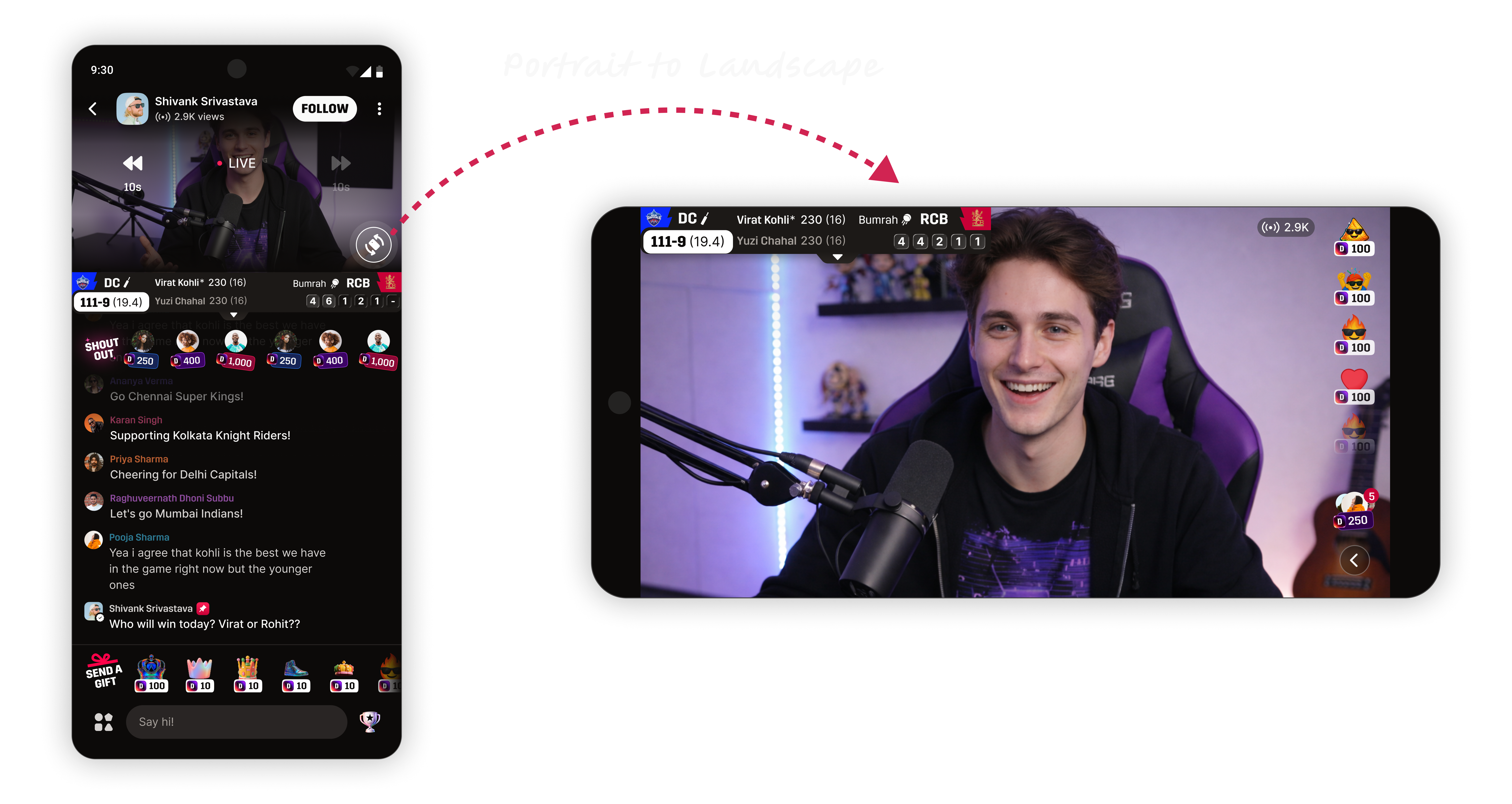 Portrait to landscape - watch posture shift