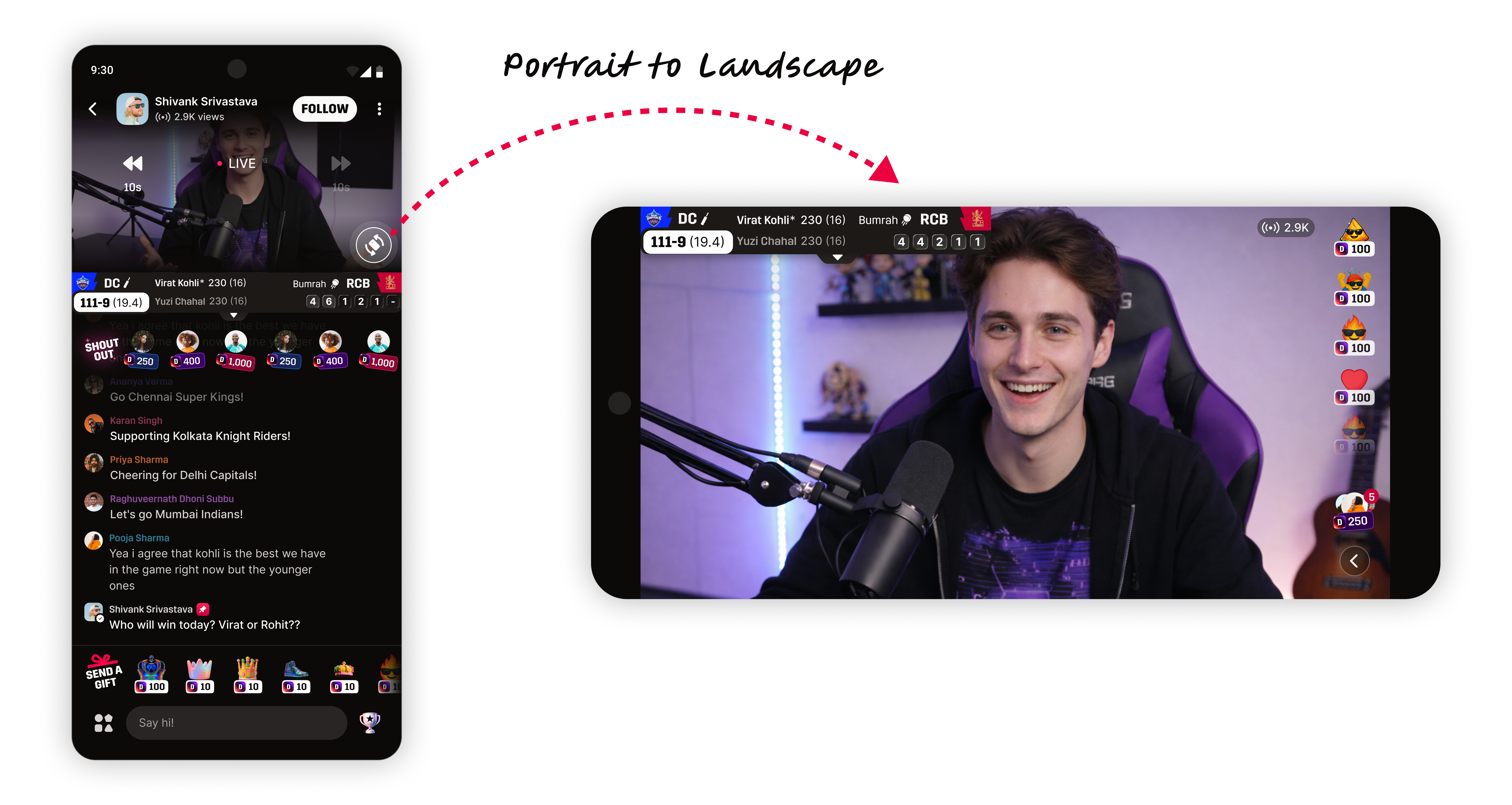 Portrait to landscape — watch posture shift