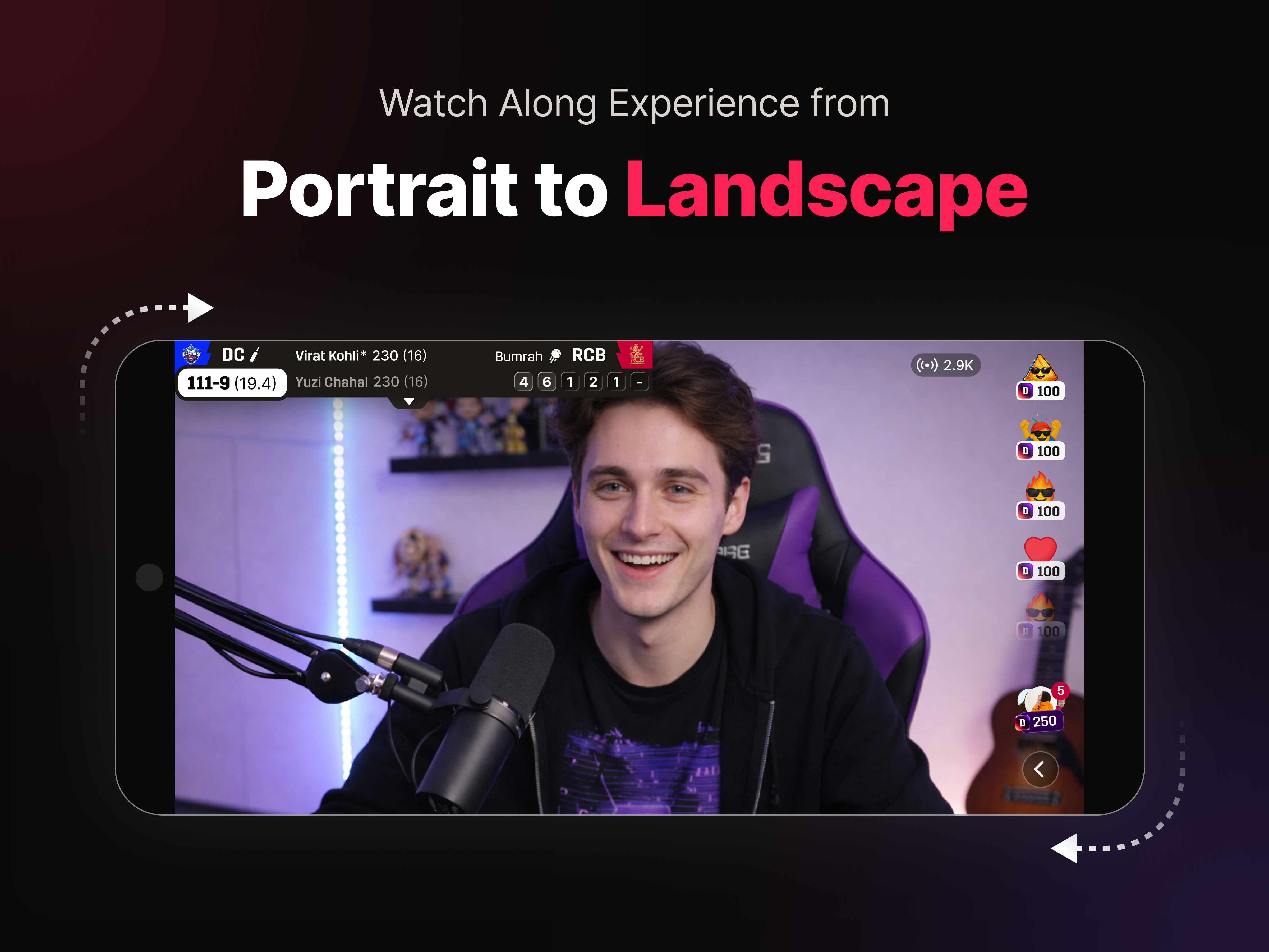 Watch Along — portrait to landscape experience
